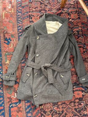 LAmade Gray Wool Belted Wrap Coat